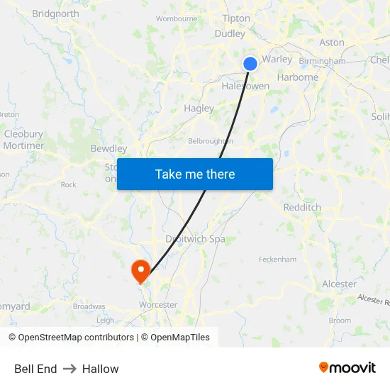 Bell End to Hallow map