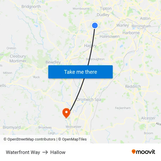 Waterfront Way to Hallow map