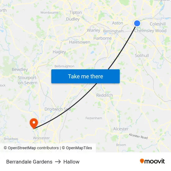 Berrandale Gardens to Hallow map