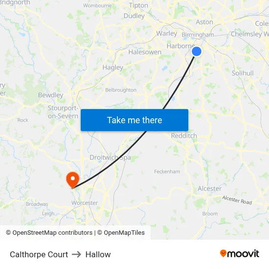 Calthorpe Court to Hallow map