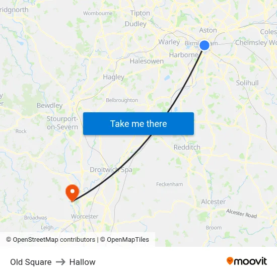 Old Square to Hallow map