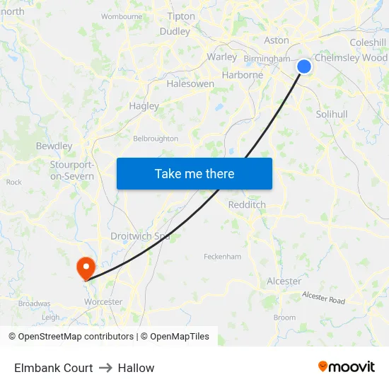Elmbank Court to Hallow map