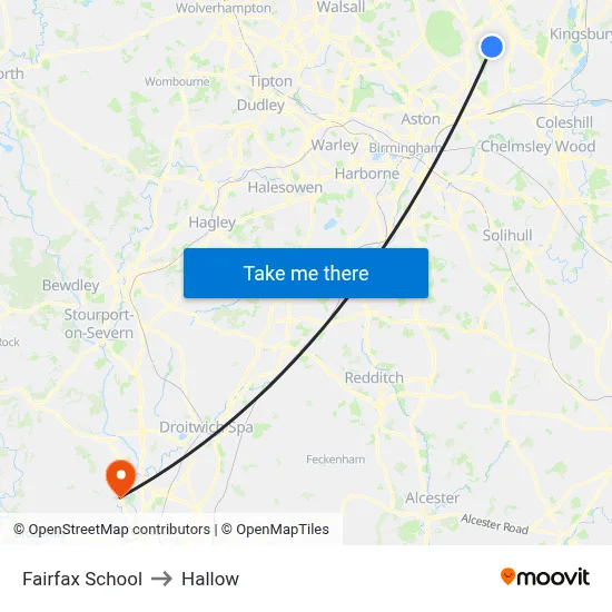 Fairfax School to Hallow map