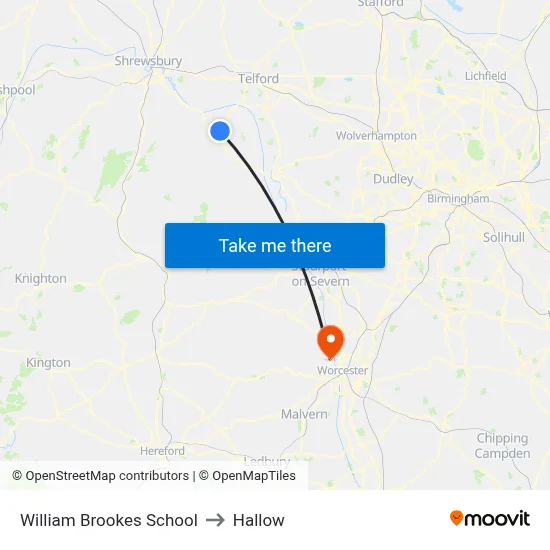 William Brookes School to Hallow map