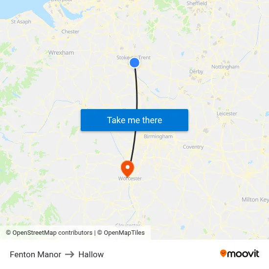 Fenton Manor to Hallow map