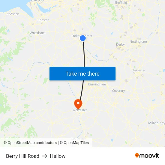 Berry Hill Road to Hallow map