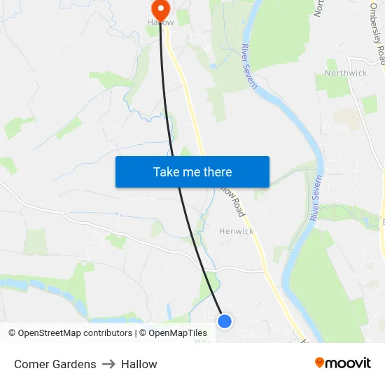 Comer Gardens to Hallow map