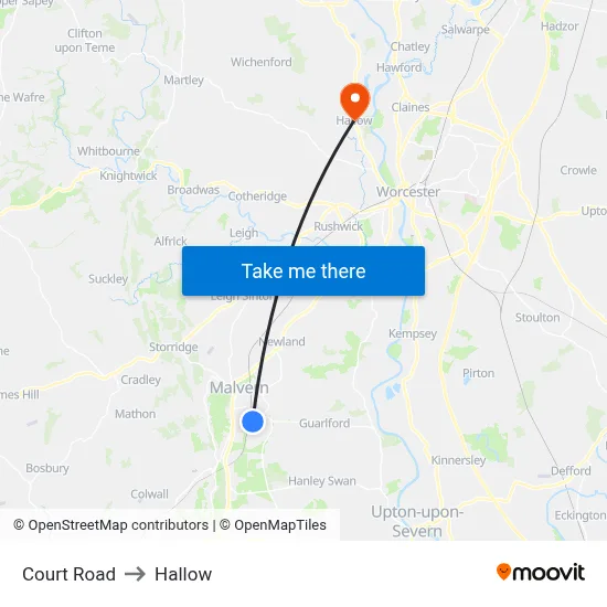 Court Road to Hallow map