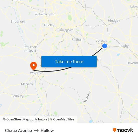 Chace Avenue to Hallow map