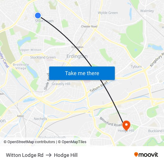 Witton Lodge Rd to Hodge Hill map