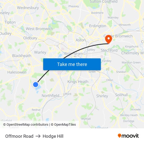 Offmoor Road to Hodge Hill map