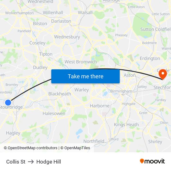 Collis St to Hodge Hill map