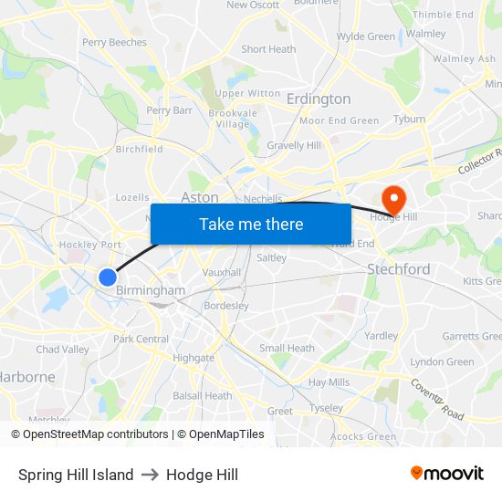 Spring Hill Island to Hodge Hill map