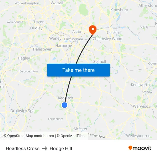 Headless Cross to Hodge Hill map