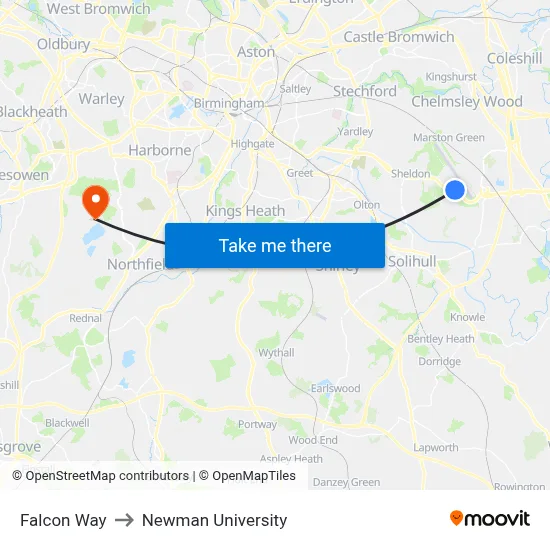 Falcon Way to Newman University map
