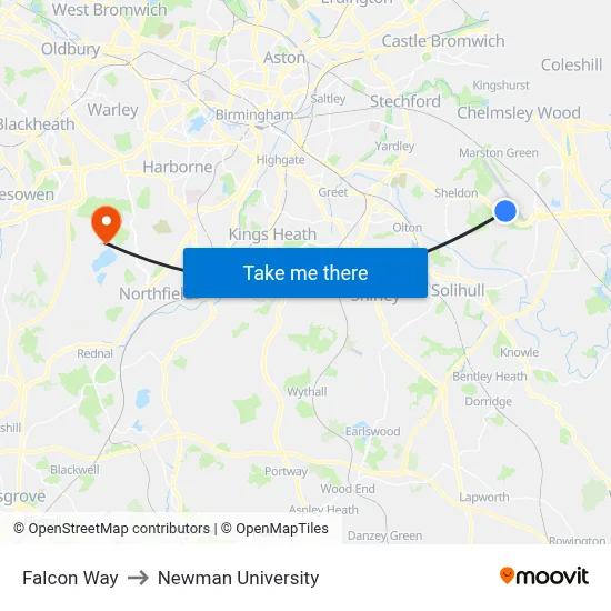 Falcon Way to Newman University map