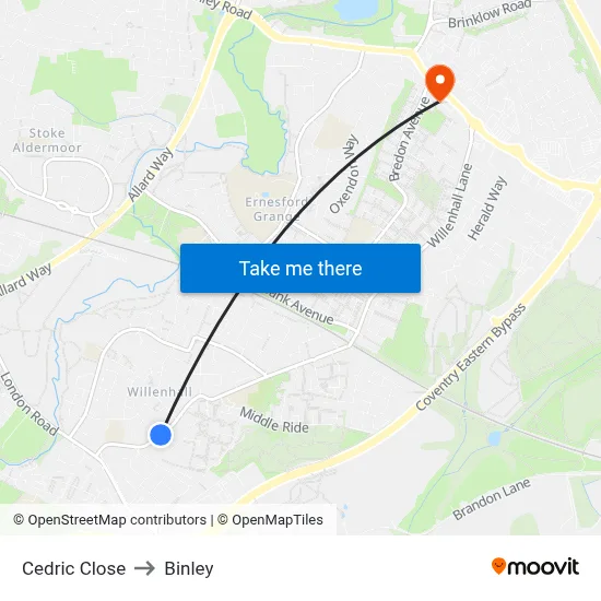 Cedric Close to Binley map