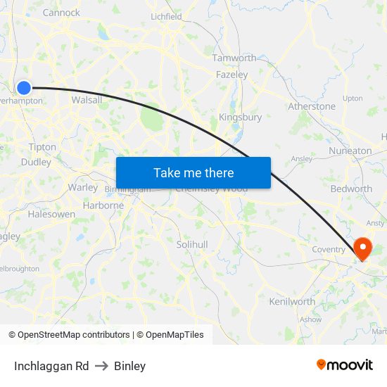 Inchlaggan Rd to Binley map