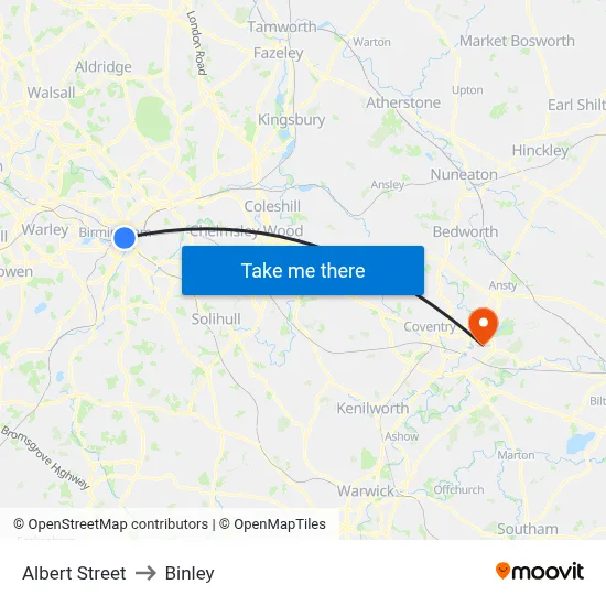 Albert Street to Binley map