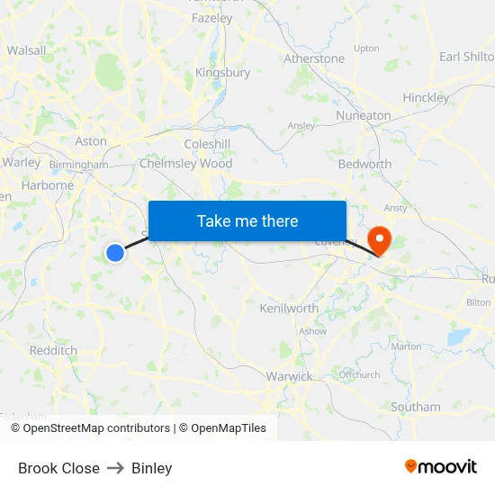 Brook Close to Binley map