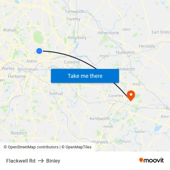 Flackwell Rd to Binley map