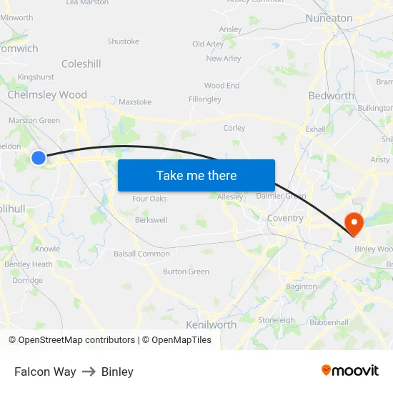 Falcon Way to Binley map