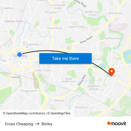 Cross Cheaping to Binley map