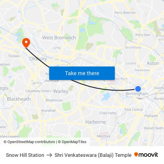 Snow Hill Station to Shri Venkateswara (Balaji) Temple map