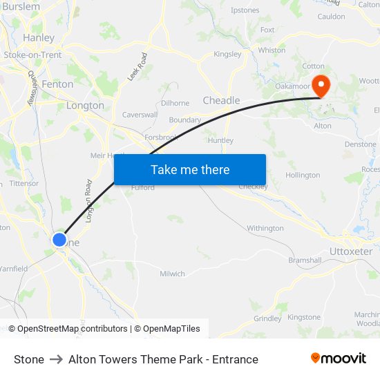 Stone to Alton Towers Theme Park - Entrance map