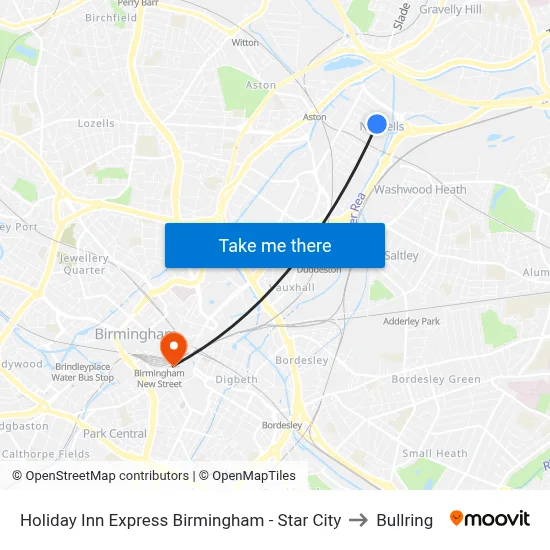 Holiday Inn Express Birmingham - Star City to Bullring map