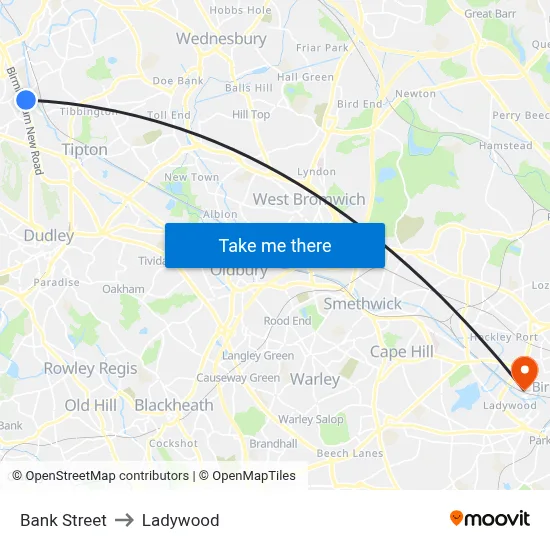 Bank Street to Ladywood map