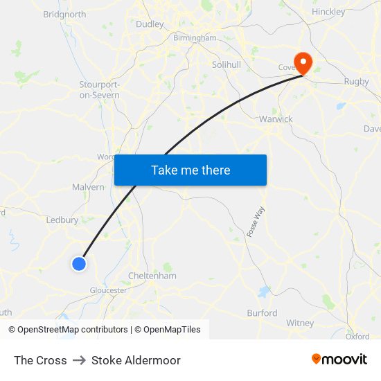 The Cross to Stoke Aldermoor map