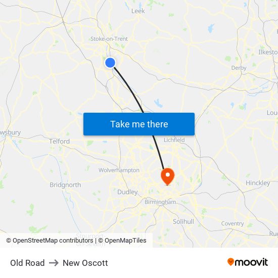 Old Road to New Oscott map