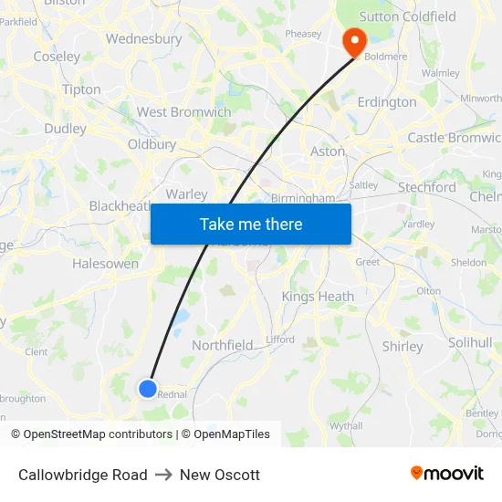 Callowbridge Road to New Oscott map