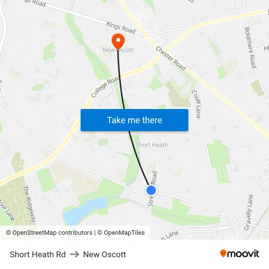 Short Heath Rd to New Oscott map