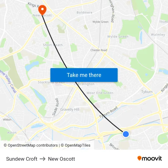 Sundew Croft to New Oscott map