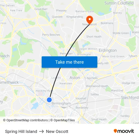 Spring Hill Island to New Oscott map