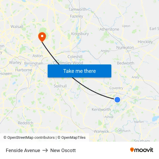 Fenside Avenue to New Oscott map