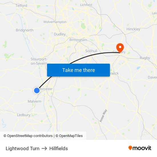 Lightwood Turn to Hillfields map