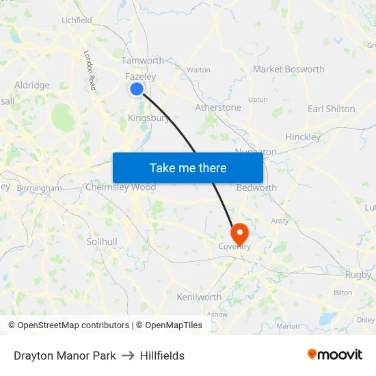 Drayton Manor Park to Hillfields map