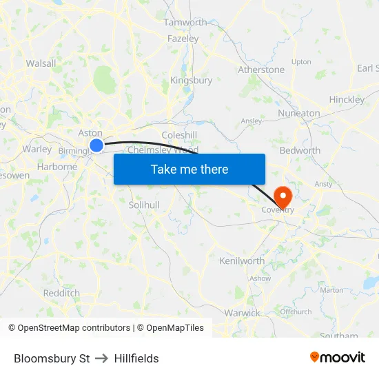 Bloomsbury St to Hillfields map