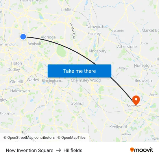New Invention Square to Hillfields map