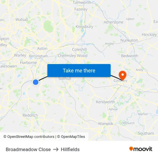 Broadmeadow Close to Hillfields map