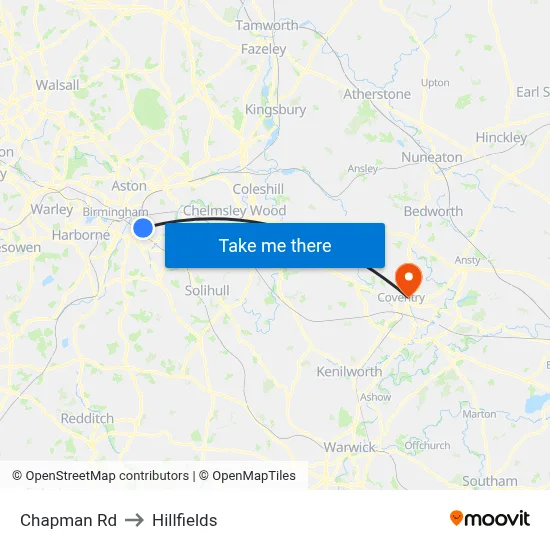 Chapman Rd to Hillfields map