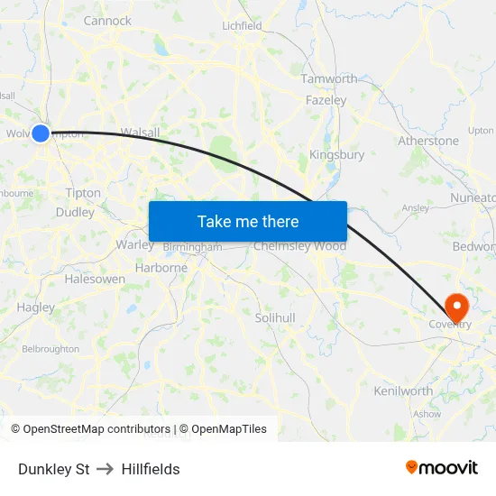 Dunkley St to Hillfields map
