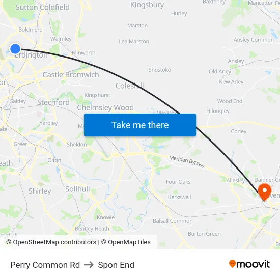 Perry Common Rd to Spon End map