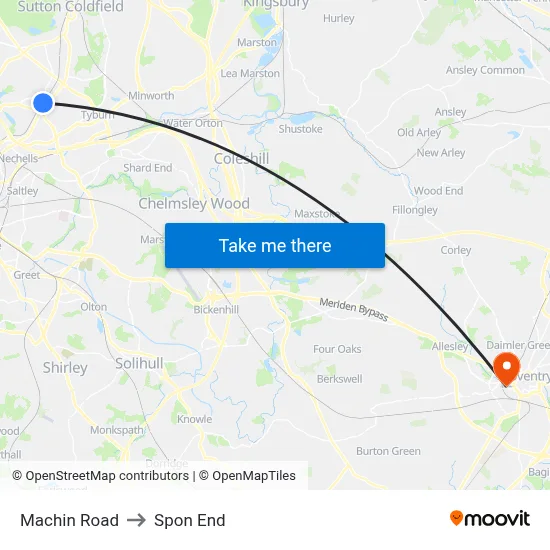 Machin Road to Spon End map