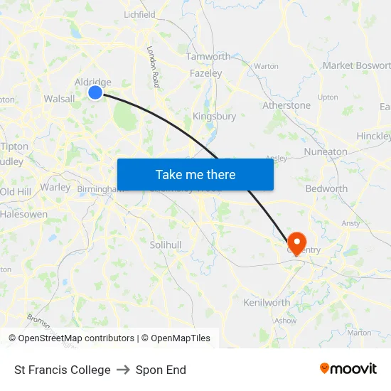 St Francis College to Spon End map