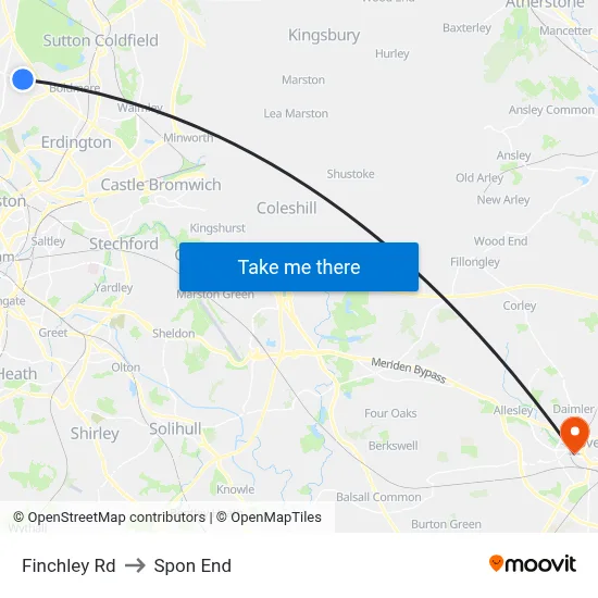 Finchley Rd to Spon End map
