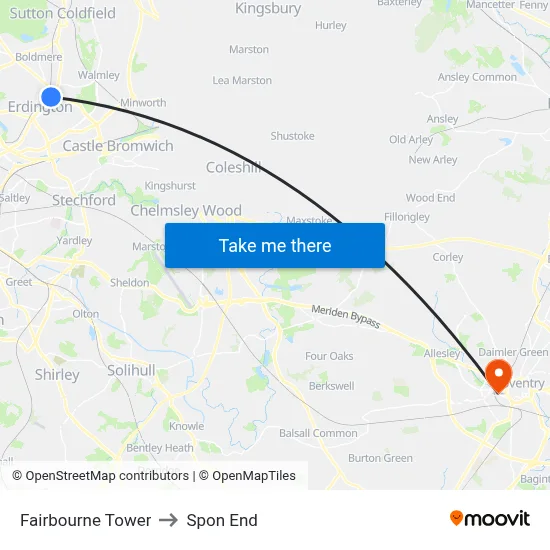Fairbourne Tower to Spon End map